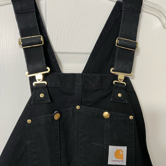 Carhartt Men's Overalls Romper Jumpsuit Bib Pants Black Canvas Jeans - Picture 8 of 16